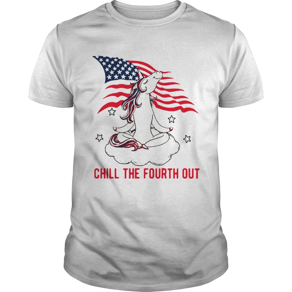 American Flag Unicorn Chill The Fourth Out White  Unisex