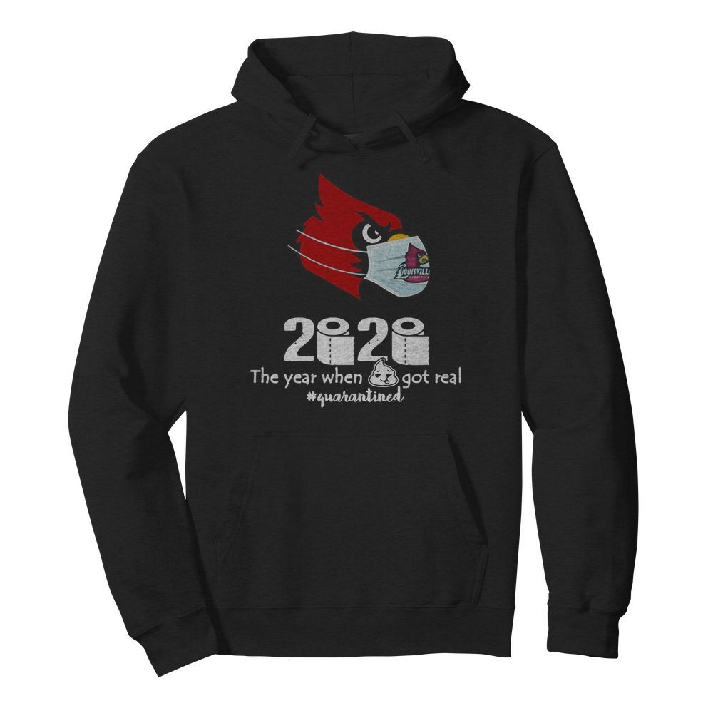 Arizona Cardinals Mask 2020 The Year When Shit Got Real Quarantined  Unisex Hoodie