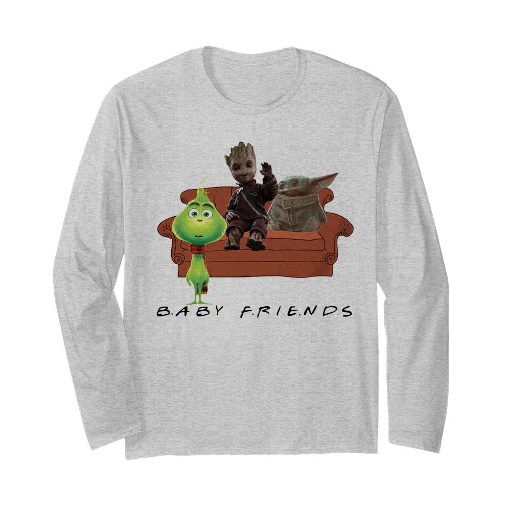 Baby Friends Baby Yoda Baby Grinch and Baby Groot  Long Sleeved T-shirt 