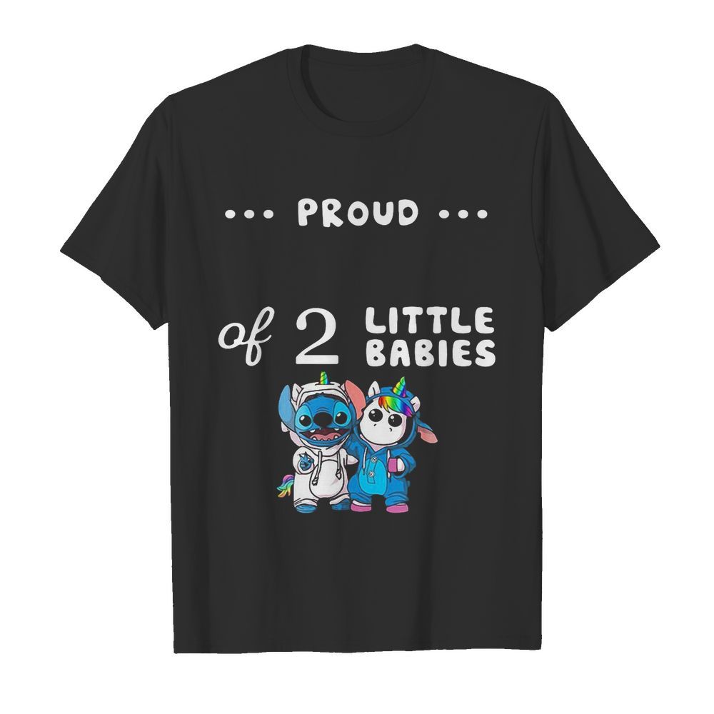 Baby Stitch And Unicorn Proud Of 2 Little Babies shirt