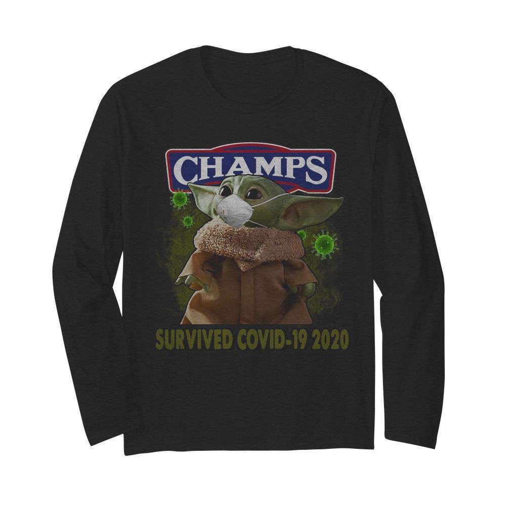 Baby Yoda Mask Champs Survived Covid 19 2020  Long Sleeved T-shirt 