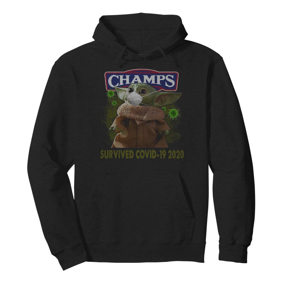 Baby Yoda Mask Champs Survived Covid 19 2020  Unisex Hoodie