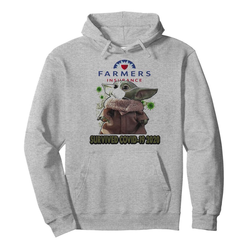 Baby Yoda Mask Farmers Insurance Survived Covid 19 2020  Unisex Hoodie