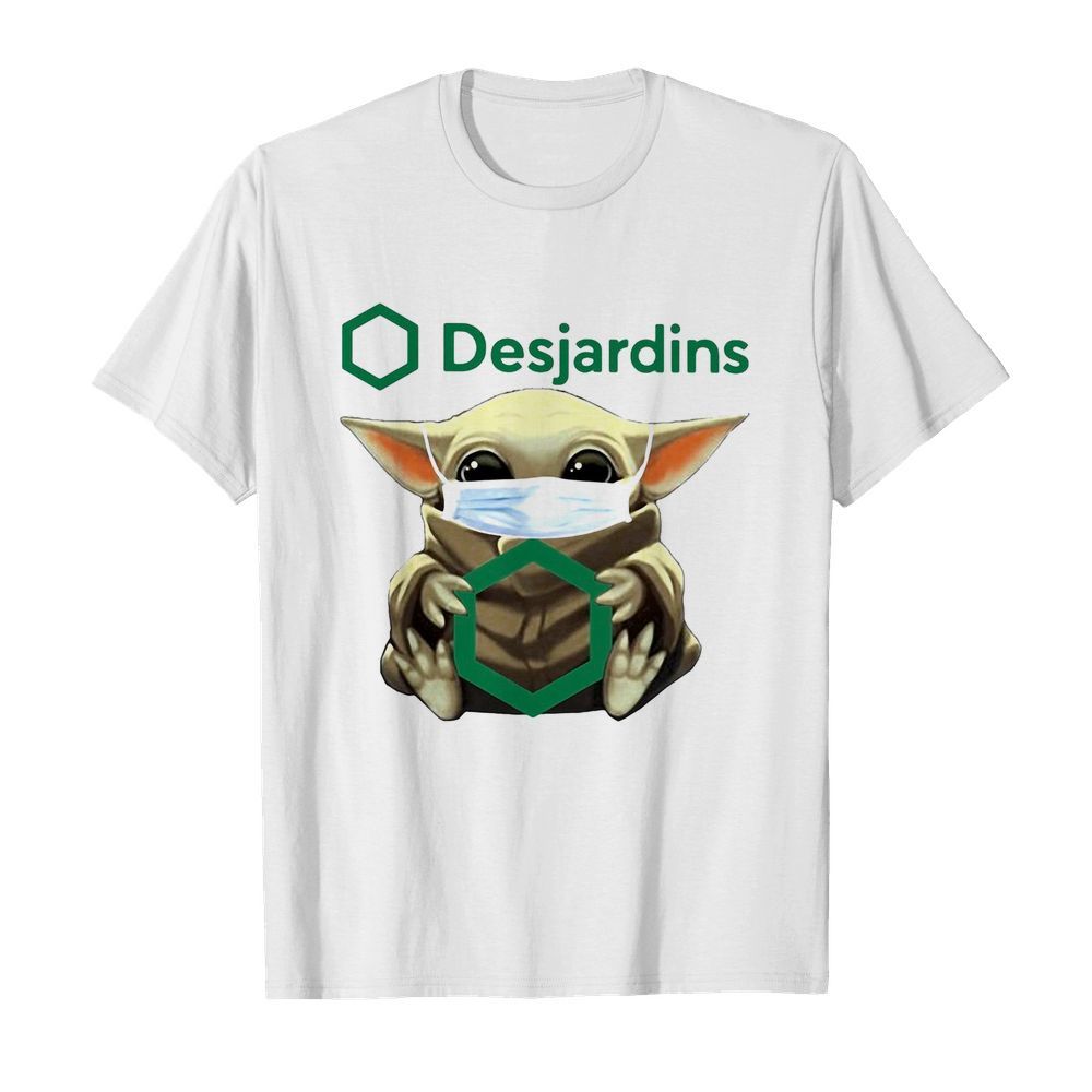 Baby Yoda face mask hug Desjardins shirt