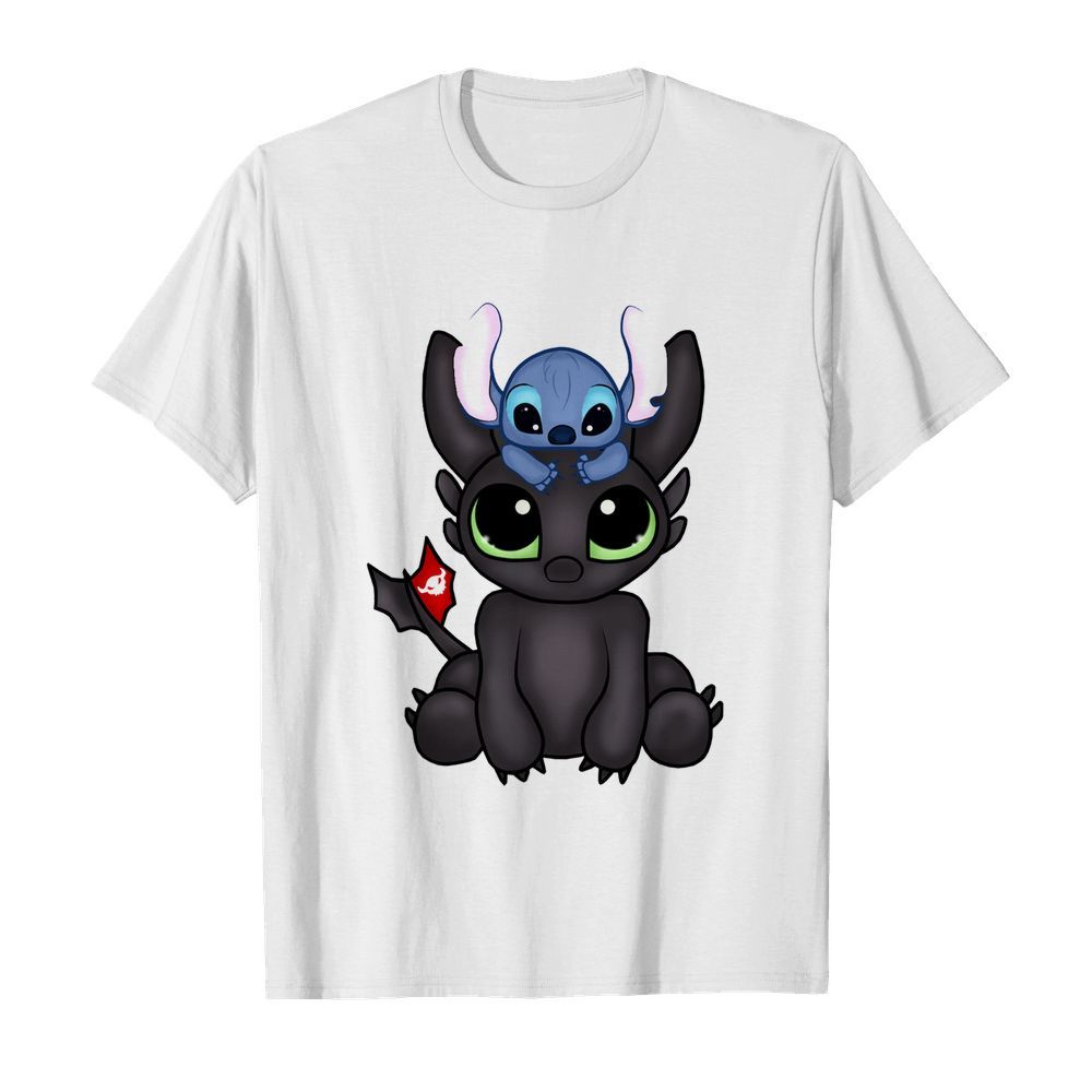 Baby toothless dragon and stitch flag shirt