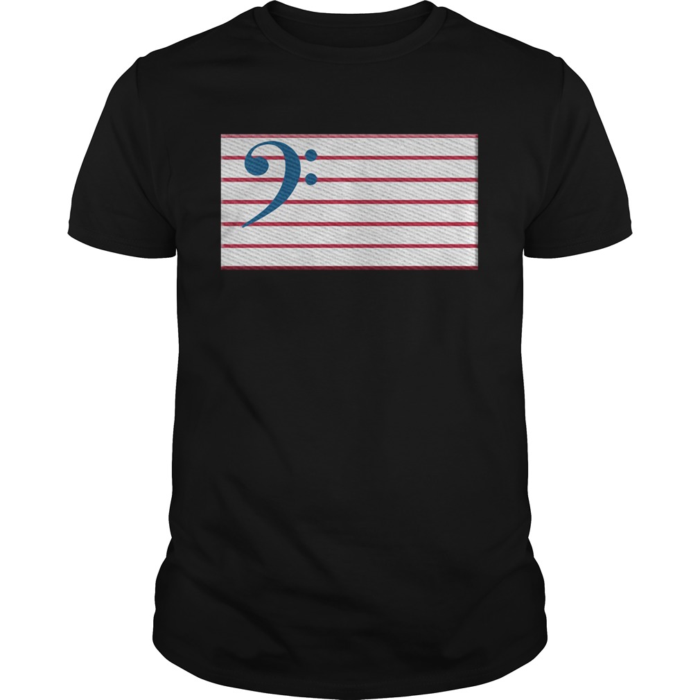 Bass Guitar Clef Flag Embroidered shirt