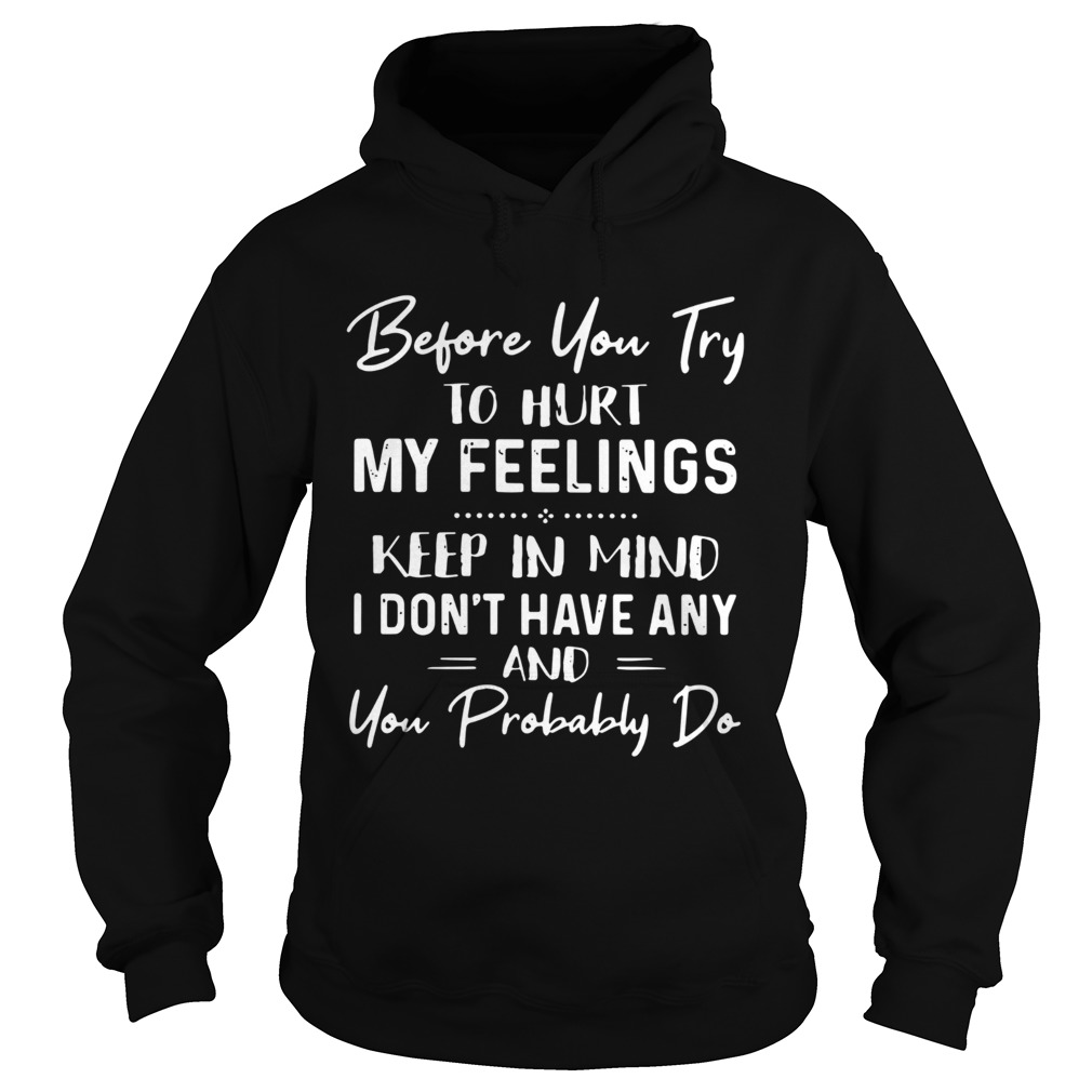 Before You Try To Hurt My Feelings Keep In Mind I Dont Have Any And You Probably Do  Hoodie