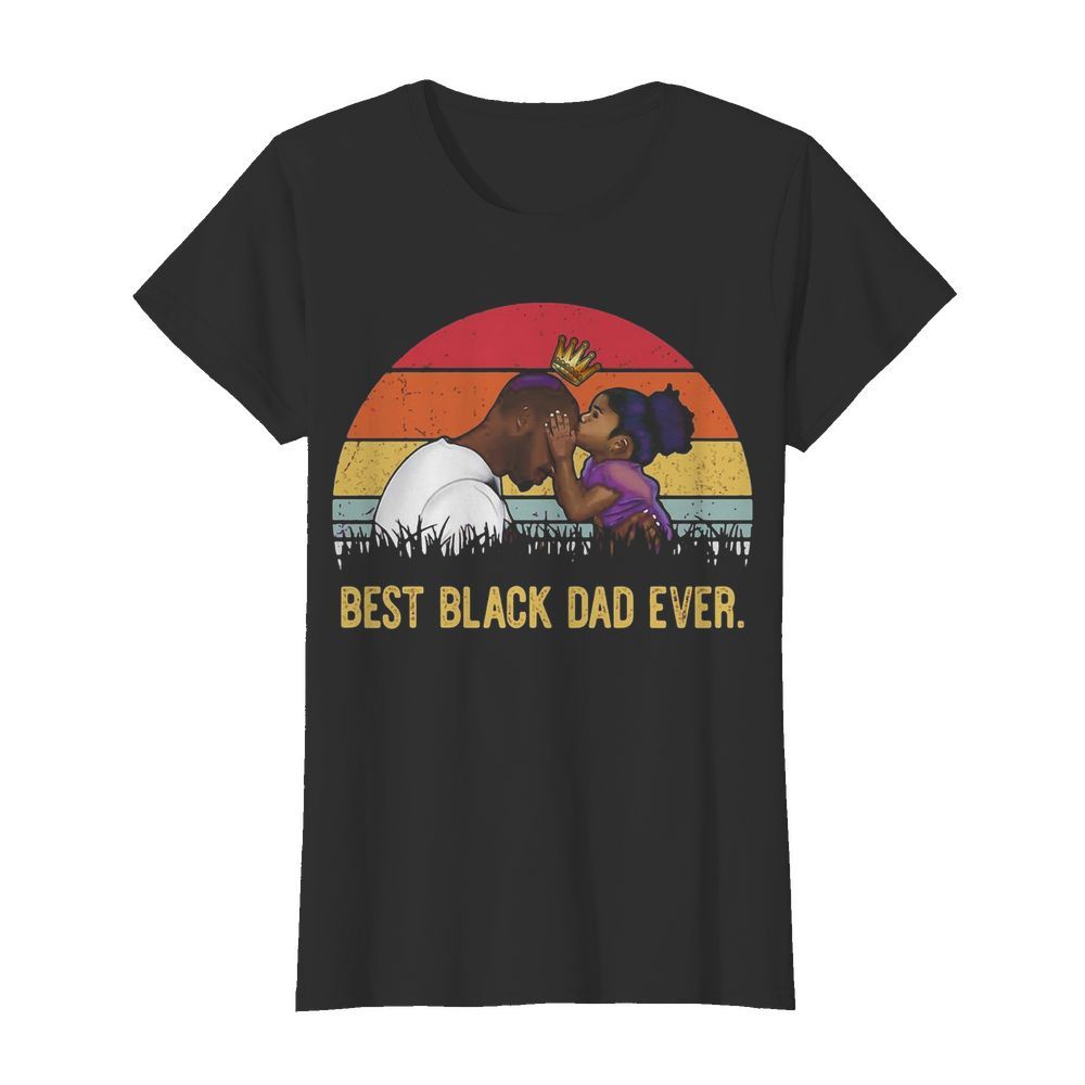 Black Dad Ever Sunset Vintage  Classic Women's T-shirt