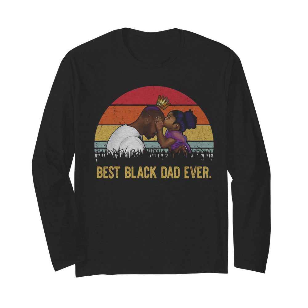 Black Dad Ever Sunset Vintage  Long Sleeved T-shirt 