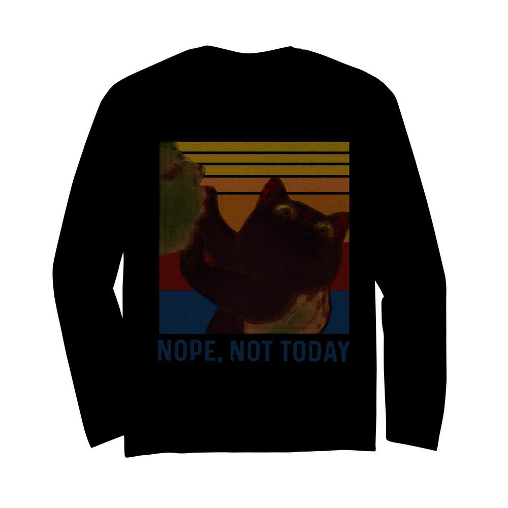 Black cat nope not today vintage  Long Sleeved T-shirt 