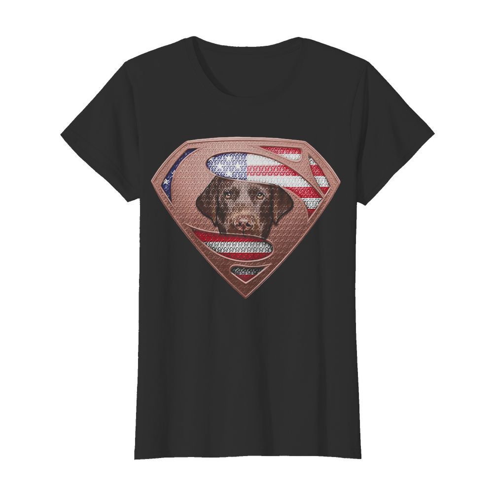 Blood Insides Superman Labrador Retriever American Flag Independence Day  Classic Women's T-shirt