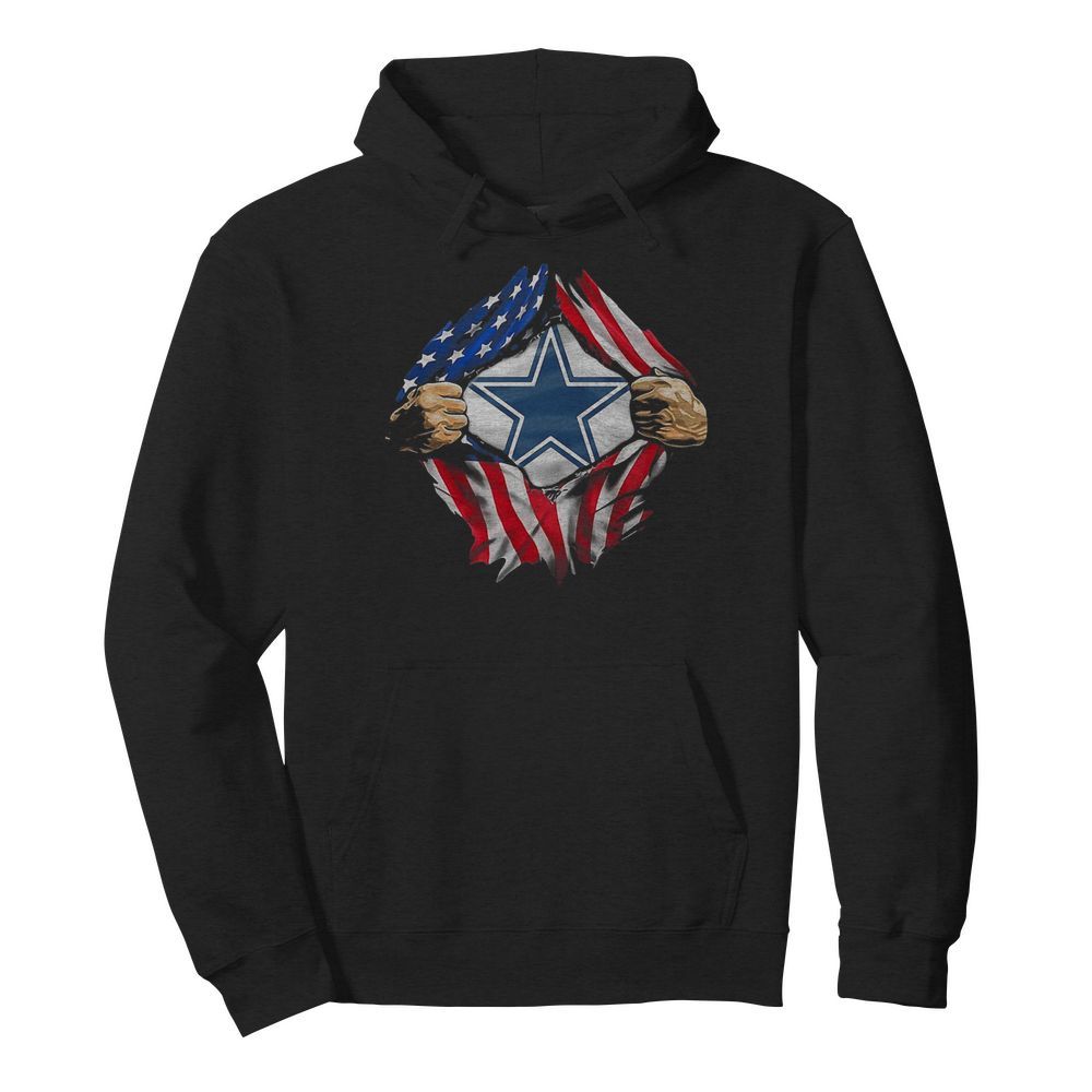 Blood insides dallas cowboys american flag independence day  Unisex Hoodie