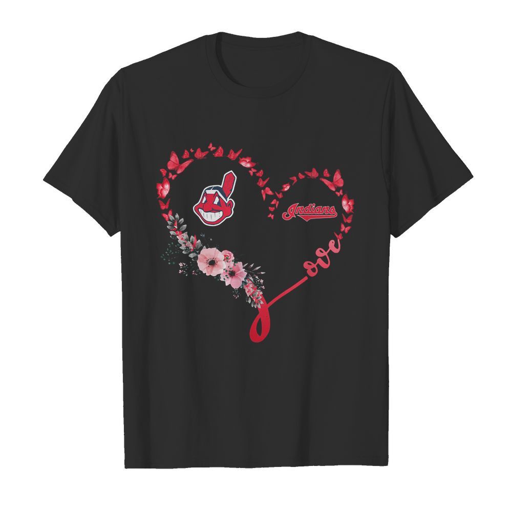 Butterfly love cleveland indians flowers heart shirt