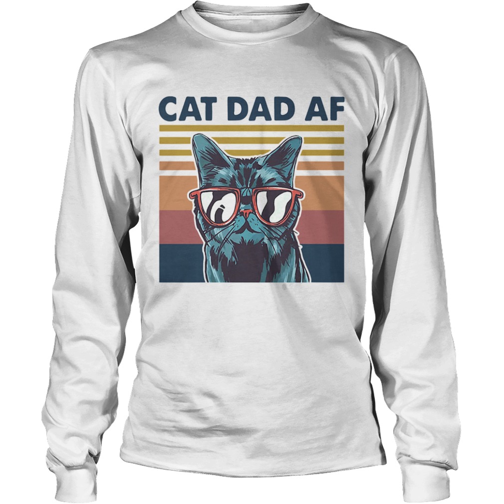 Cat Dad Af Glasses Vintage  Long Sleeve