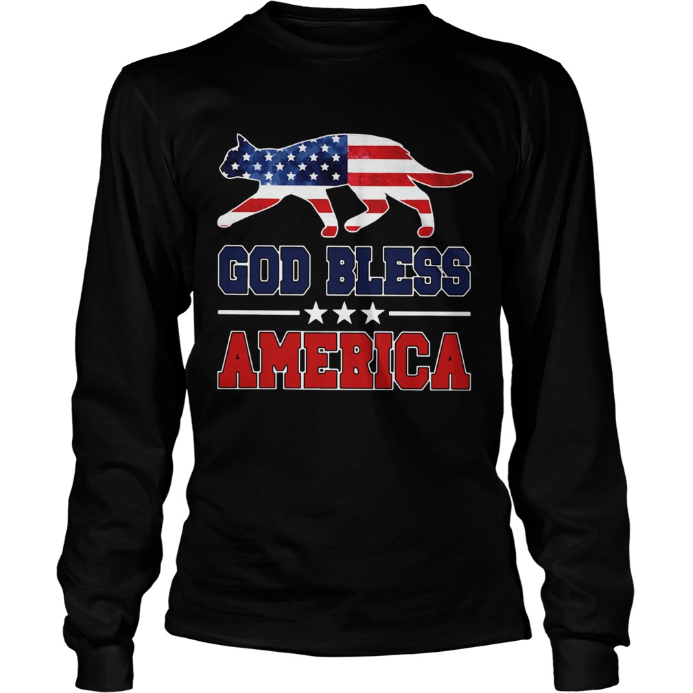 Cat God Bless America  Long Sleeve