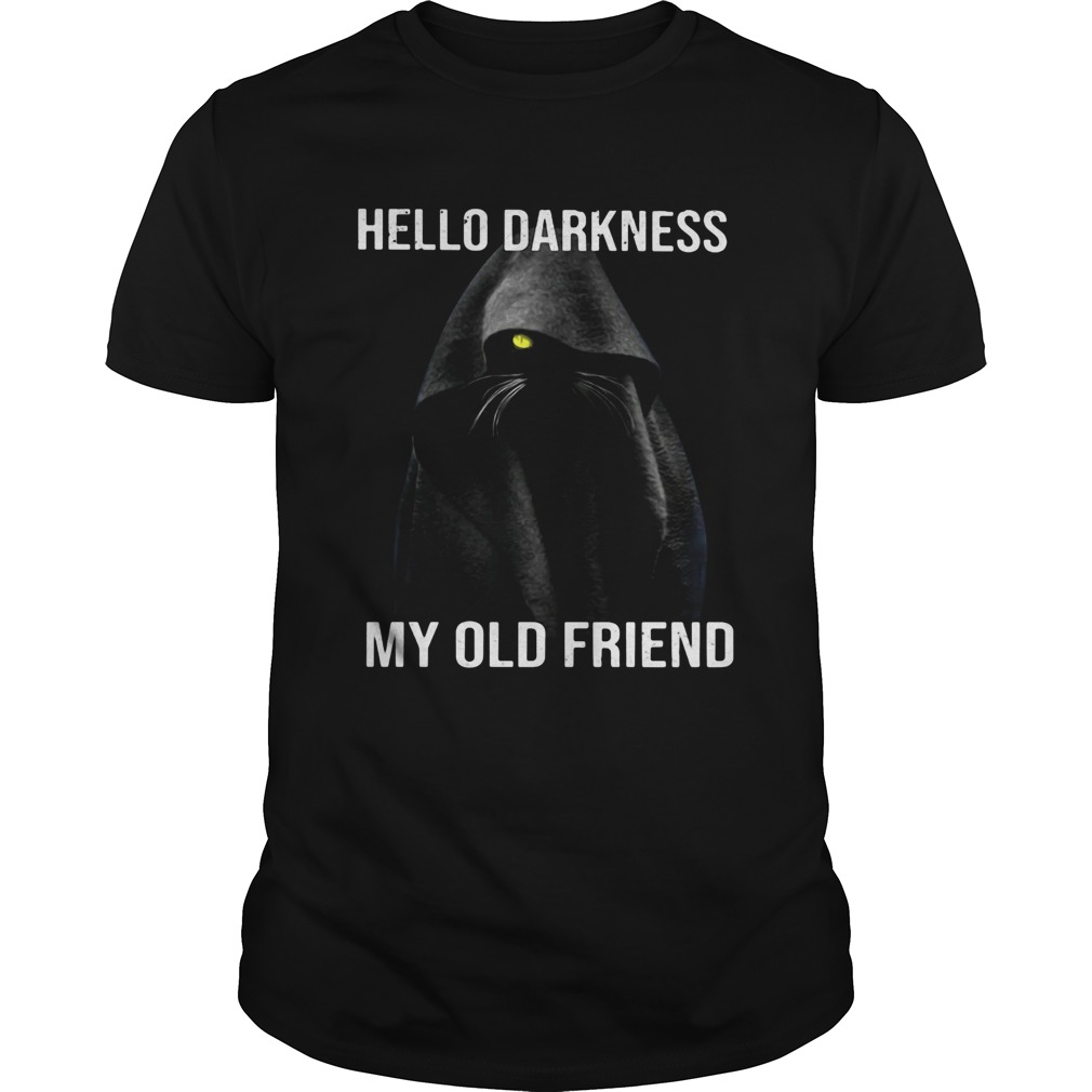 Cat black hello darkness my old friend shirt