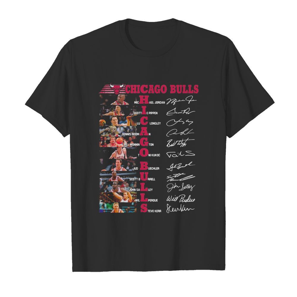 Chicago bulls team basketball players signatures shirt