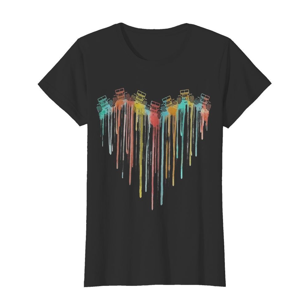 Colorful Dripping Heart Jeep  Classic Women's T-shirt