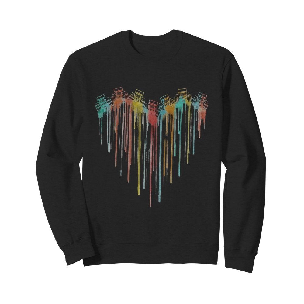 Colorful Dripping Heart Jeep  Unisex Sweatshirt