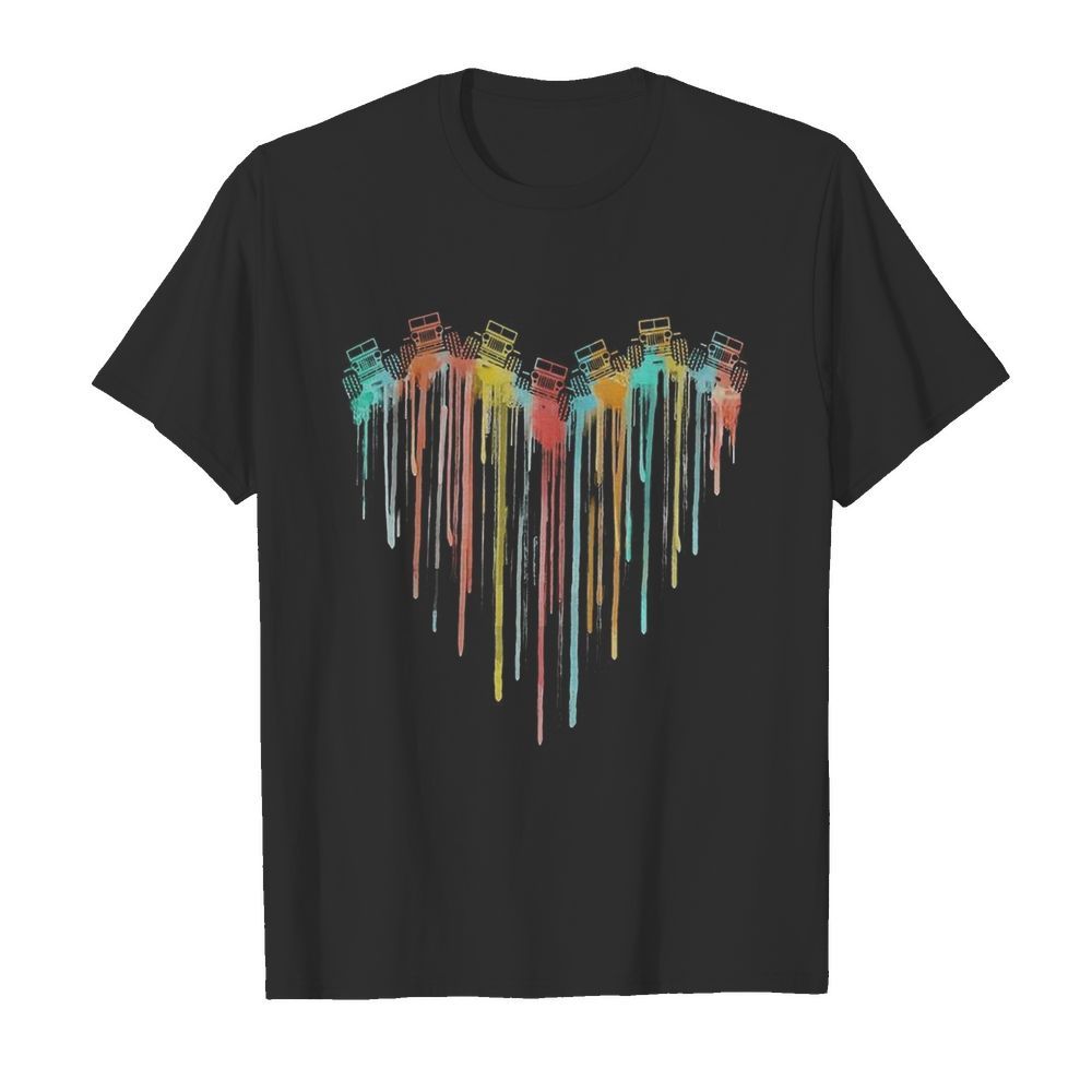 Colorful Dripping Heart Jeep  Classic Men's T-shirt