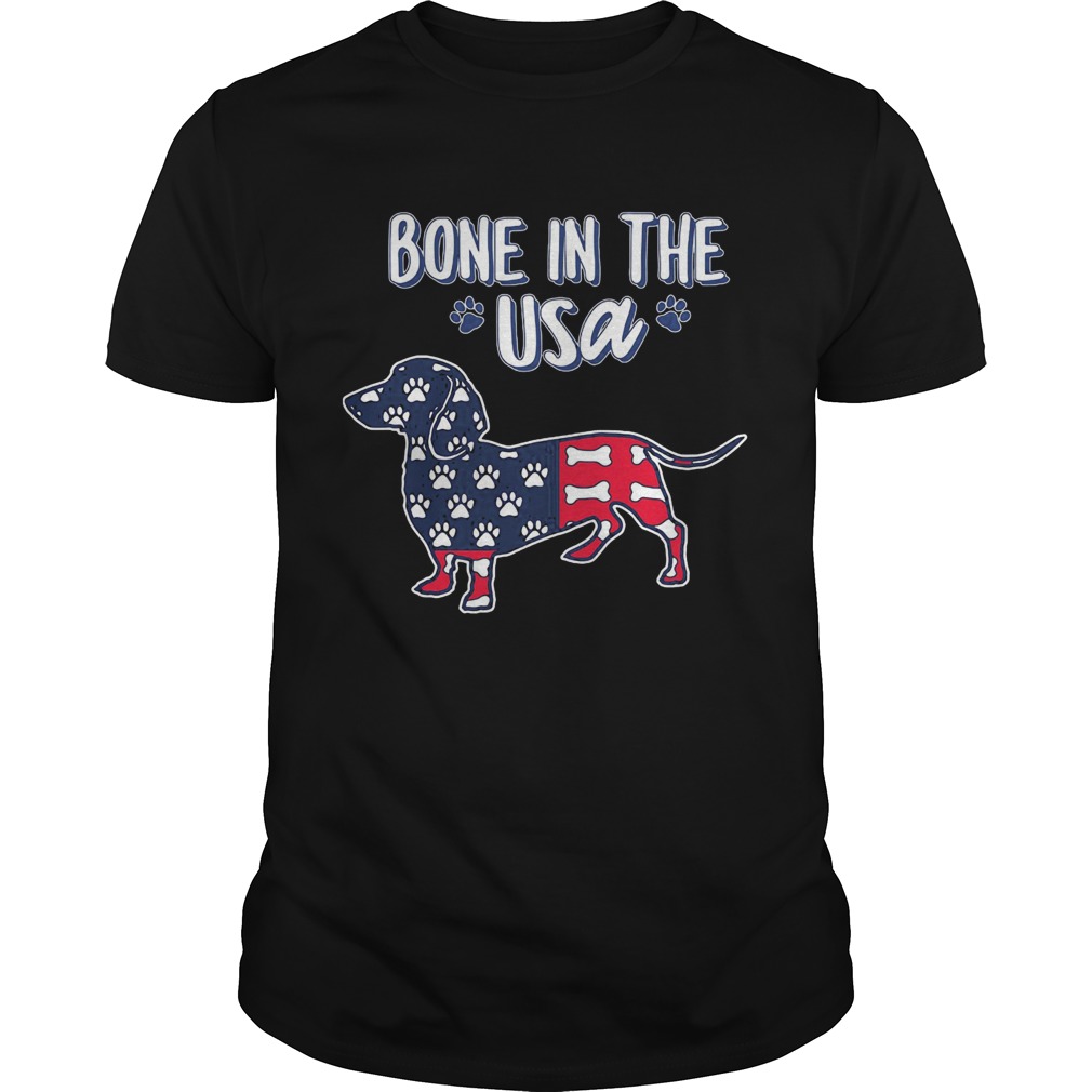 Dachshund bone in the USA American flag veteran Independence Day paw shirt