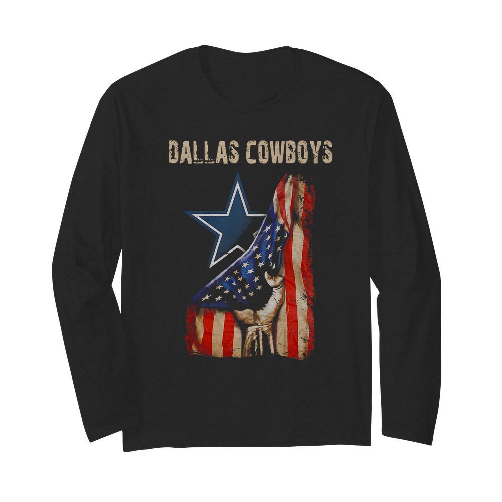 Dallas Cowboys American Flag Independence Day  Long Sleeved T-shirt 