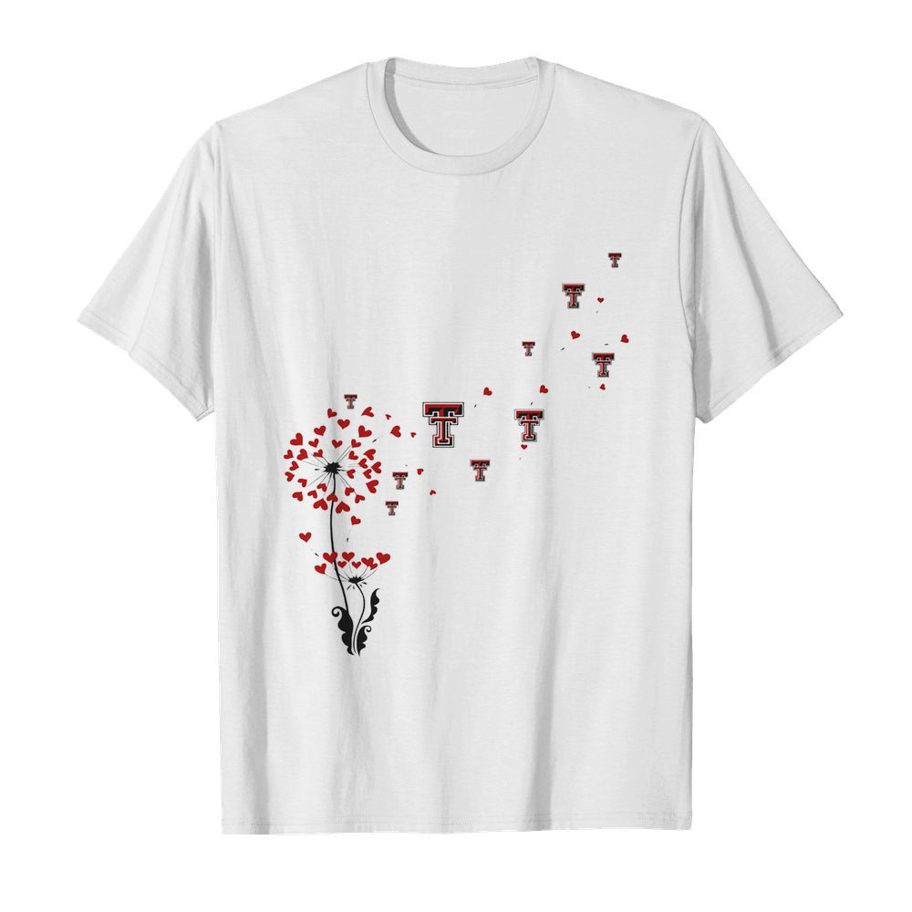 Dandelion flower texas tech red raiders logo hearts shirt