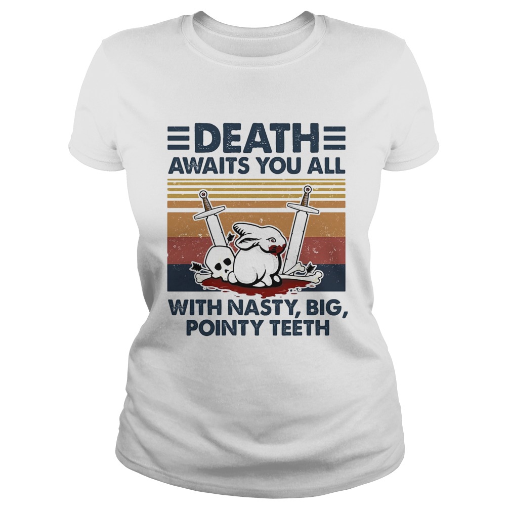 Death awaits you all with nasty big pointy teeth rabbit skull vintage  Classic Ladies