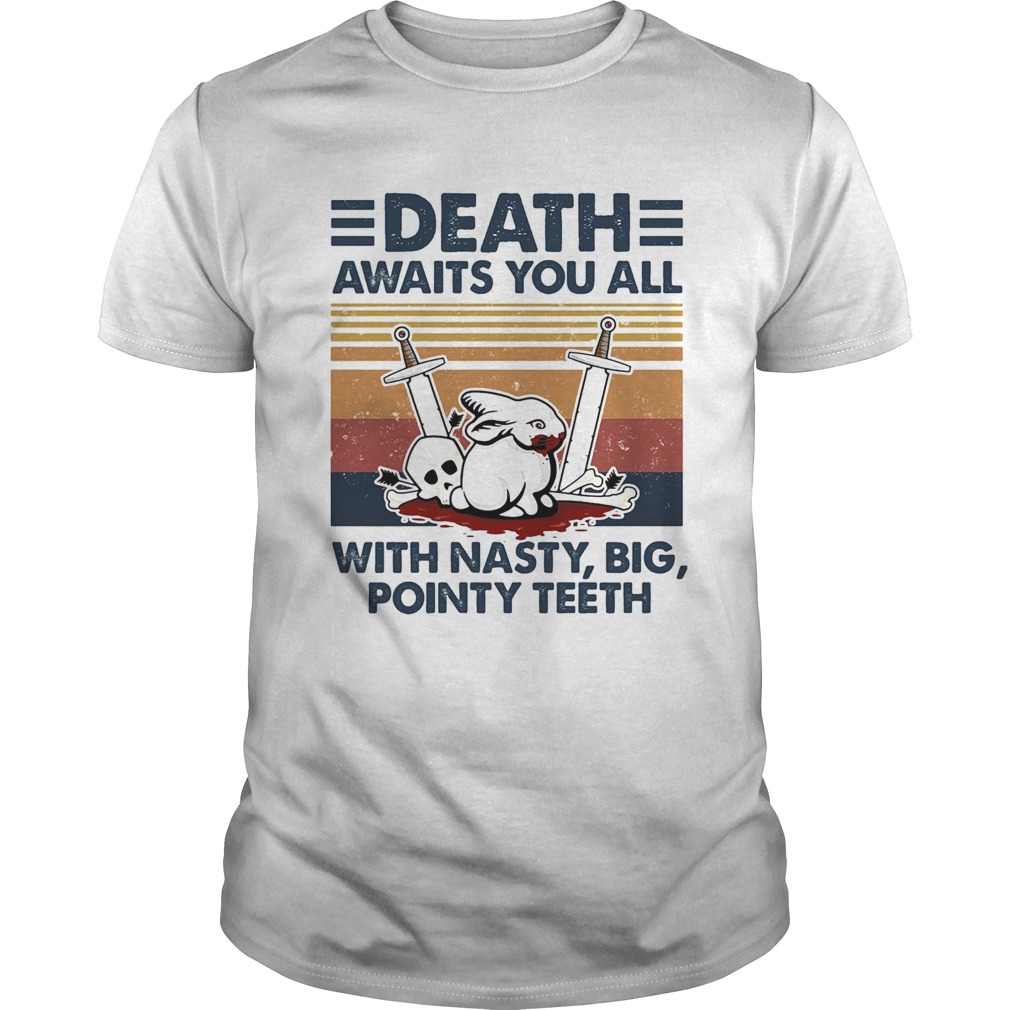 Death awaits you all with nasty big pointy teeth rabbit skull vintage  Unisex