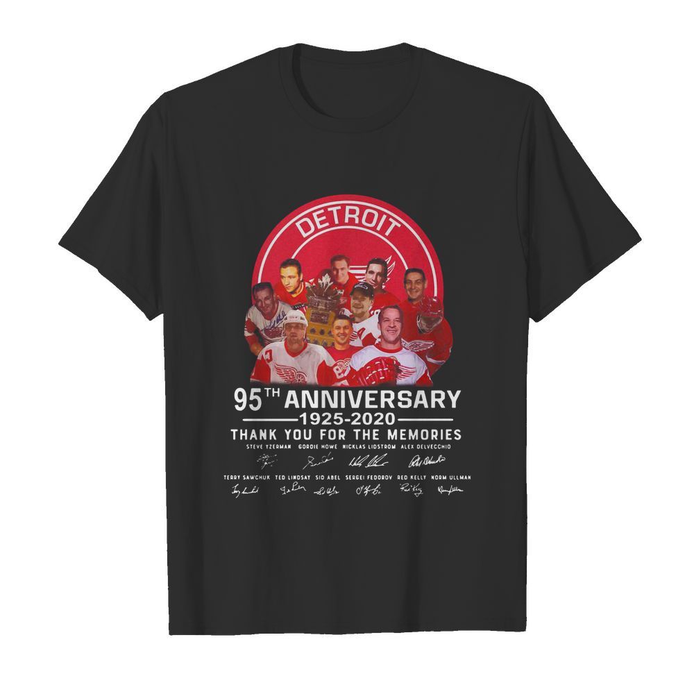 Detroit red wings 95th anniversary 1925 2020 thank you for the memories signatures shirt