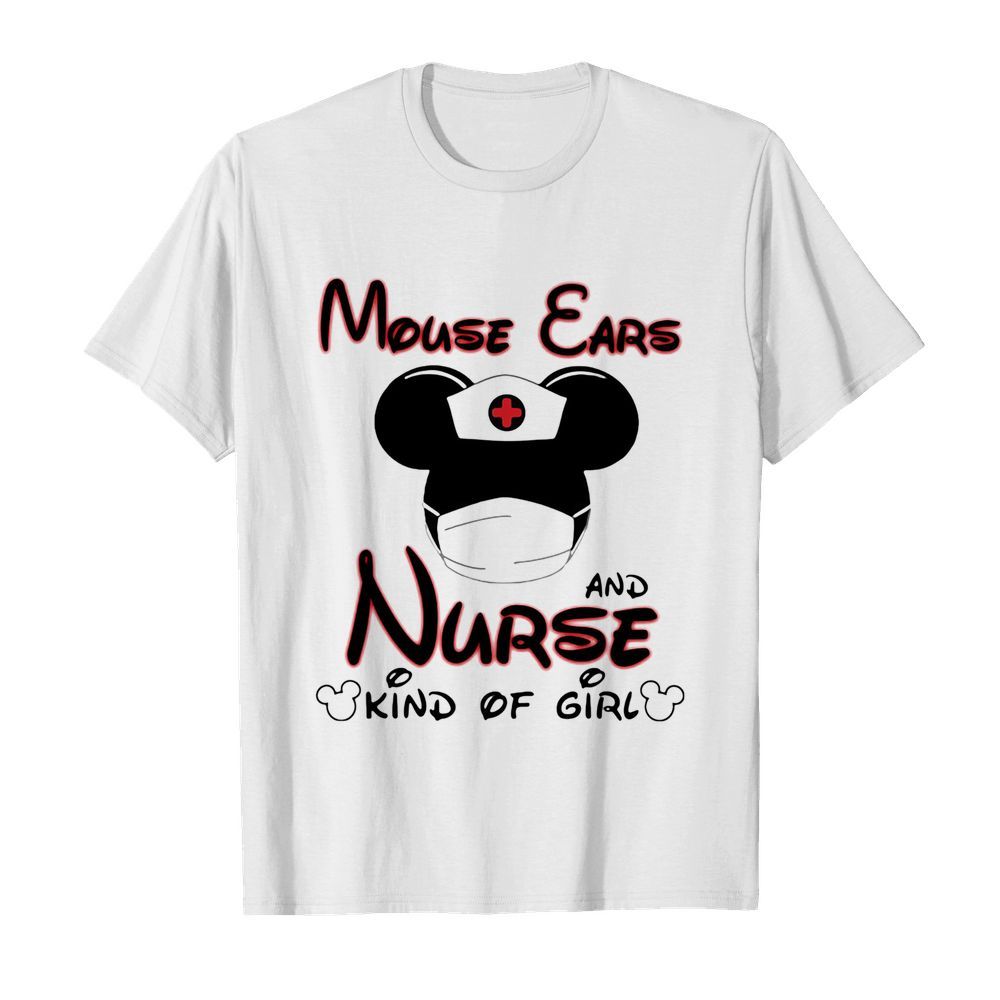 Disney mickey mouse ears and nurse kind of girl mask shirt