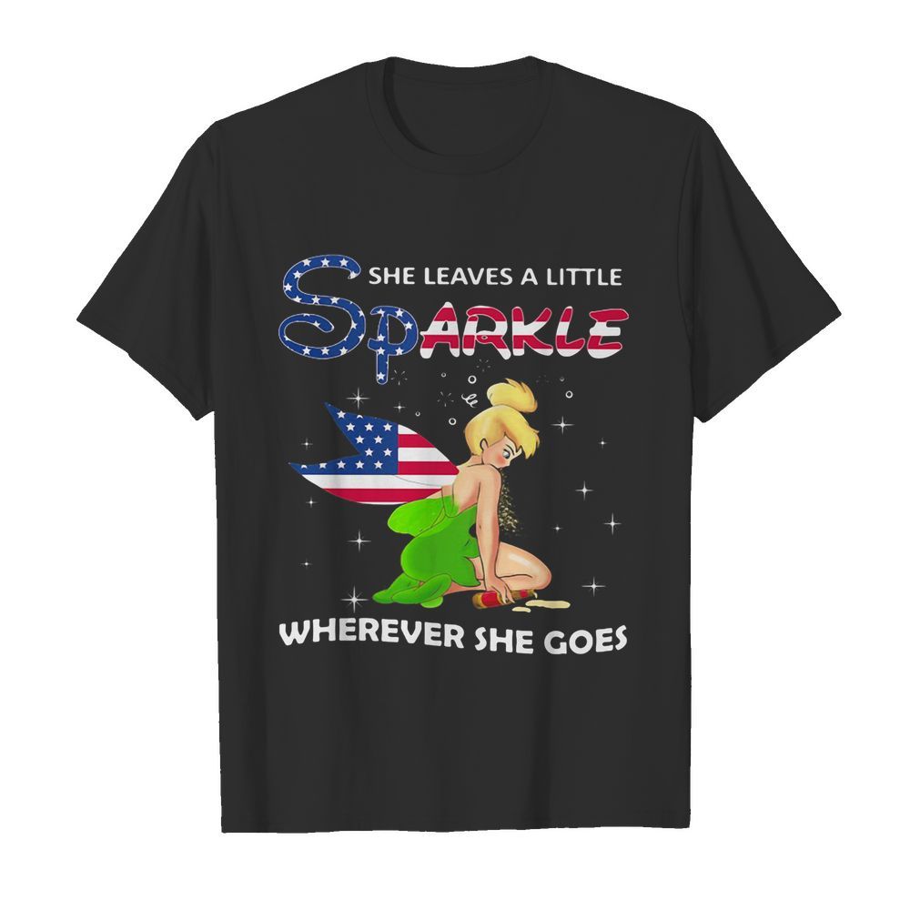 Disney tinkerbell she leaves a little sparkle wherever she goes american flag independence day  Classic Men's T-shirt