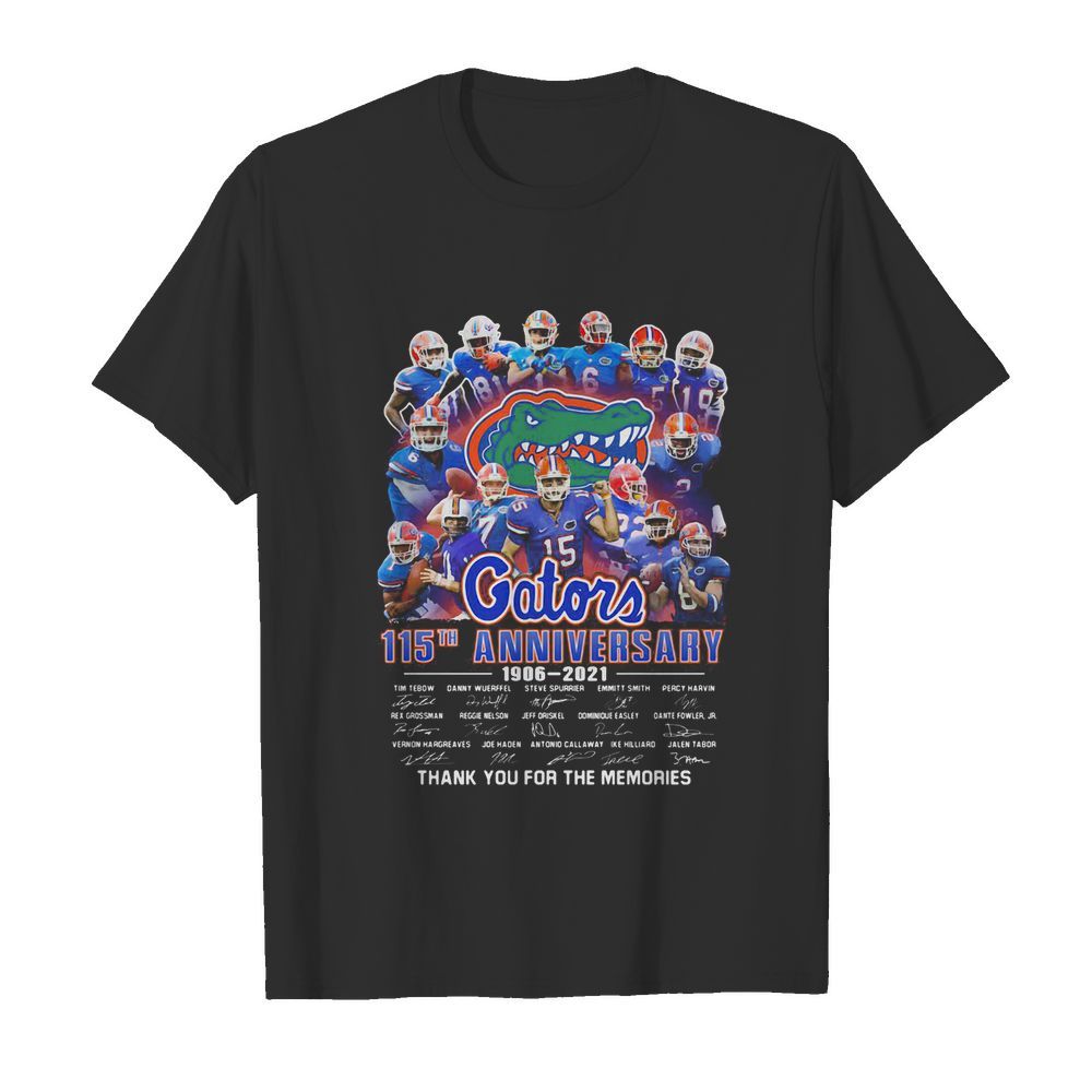 Florida gators 115th anniversary 1906 2021 thank you for the memories signatures shirt