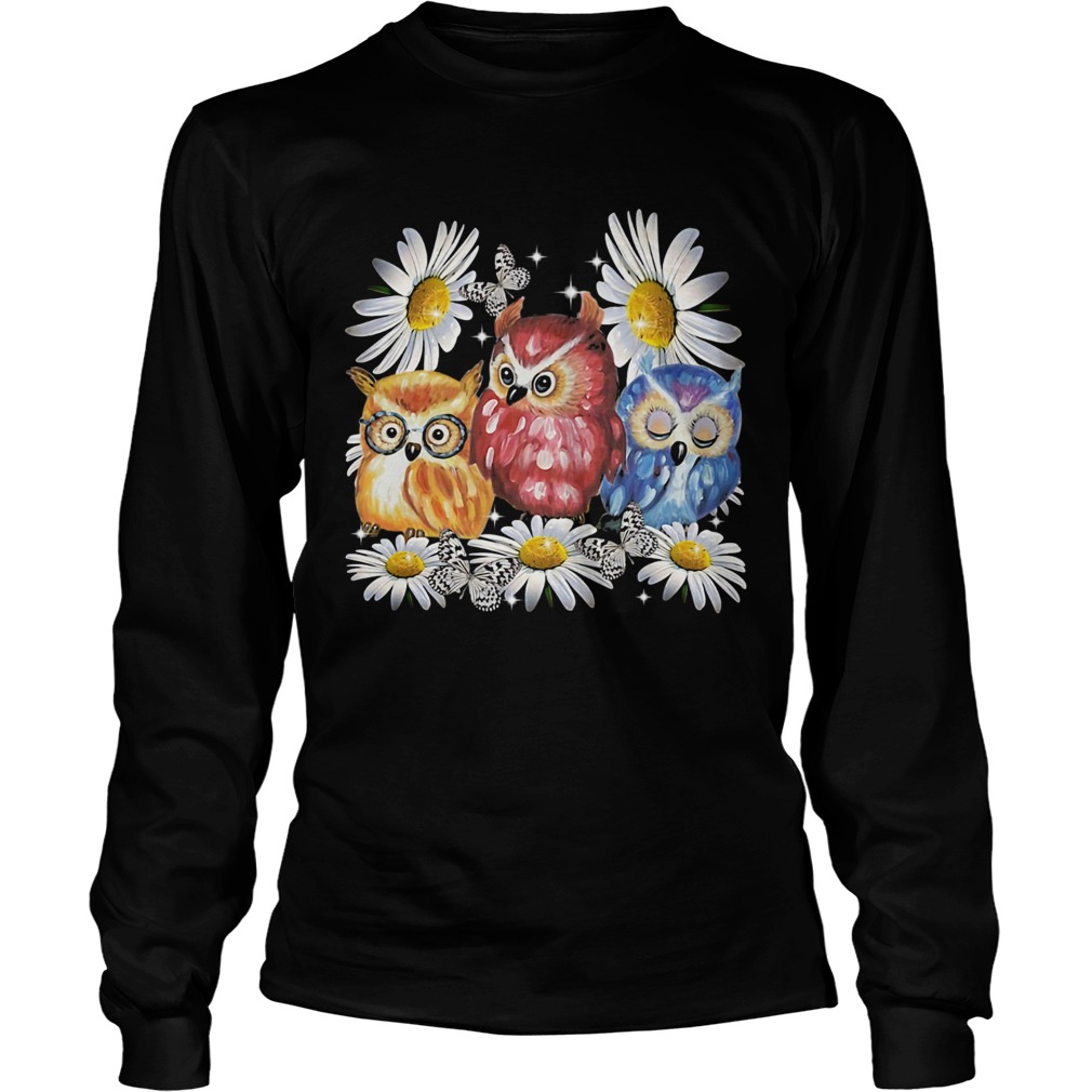 Flowers daisy butterflys owls  Long Sleeve