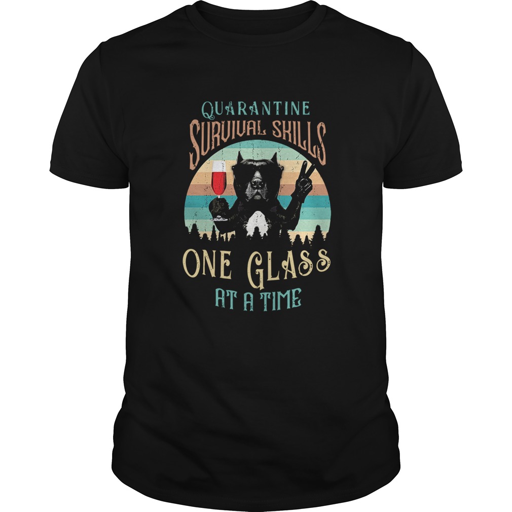 French bulldog drink wine quarantine survival skills one glass at a time vintage shirt