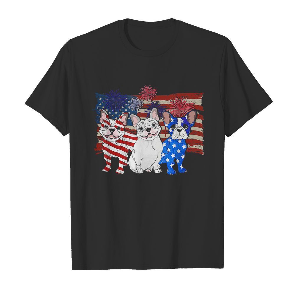 French bulldog firework american flag independence day shirt