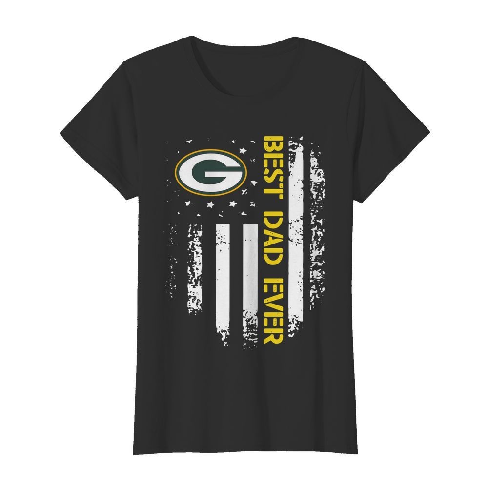 Green Bay Packers Best Dad Ever American Flag  Classic Women's T-shirt