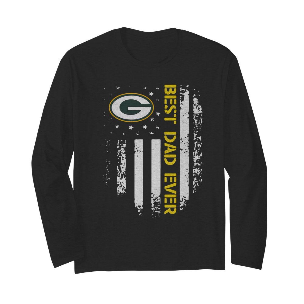 Green Bay Packers Best Dad Ever American Flag  Long Sleeved T-shirt 