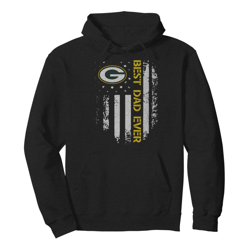 Green Bay Packers Best Dad Ever American Flag  Unisex Hoodie