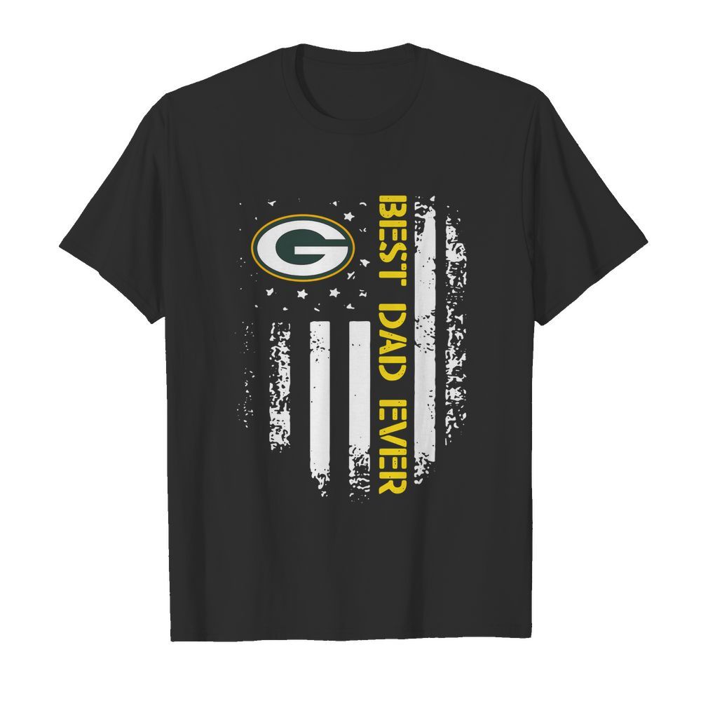 Green Bay Packers Best Dad Ever American Flag  Classic Men's T-shirt