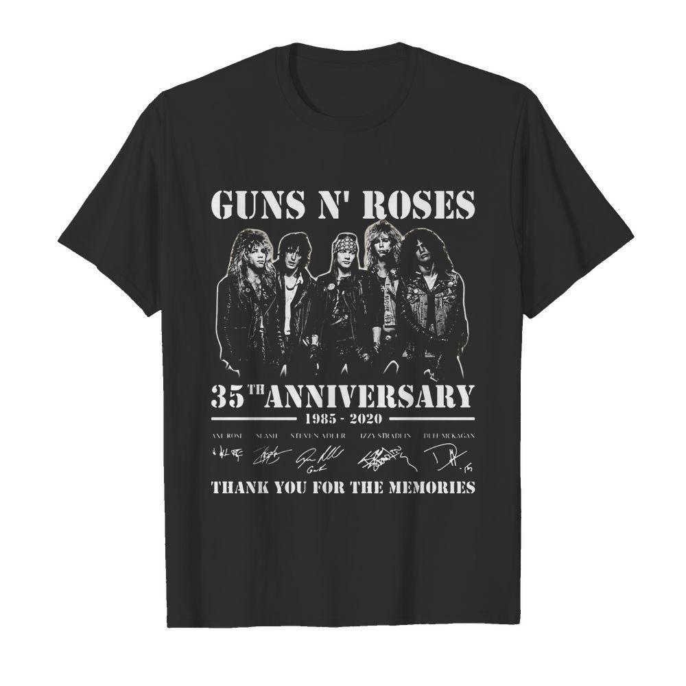 Guns n’ roses 35th anniversary 1985 2020 thank you for the memories signatures shirt