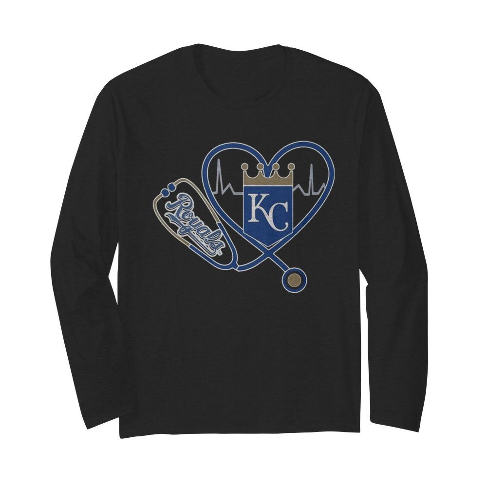 Heartbeat Nurse Love Kansas City Royals  Long Sleeved T-shirt 