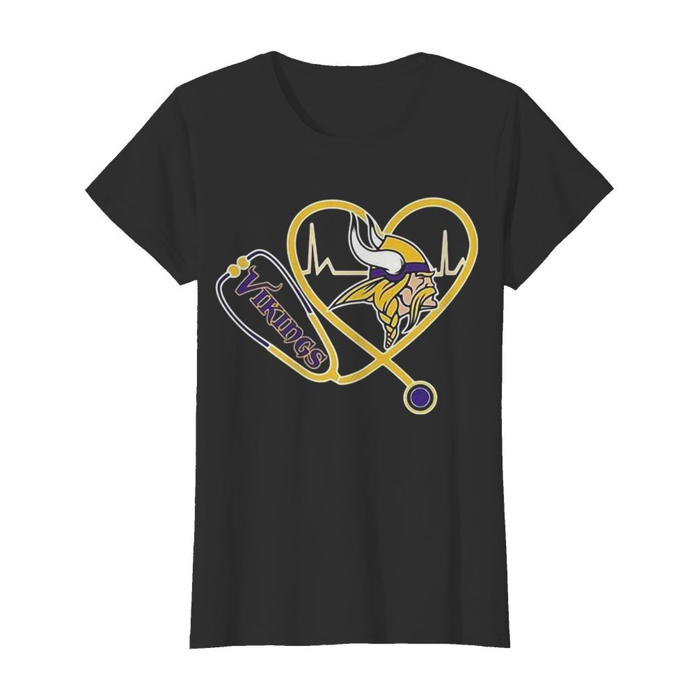 Heartbeat Nurse Love Minnesota Vikings  Classic Women's T-shirt