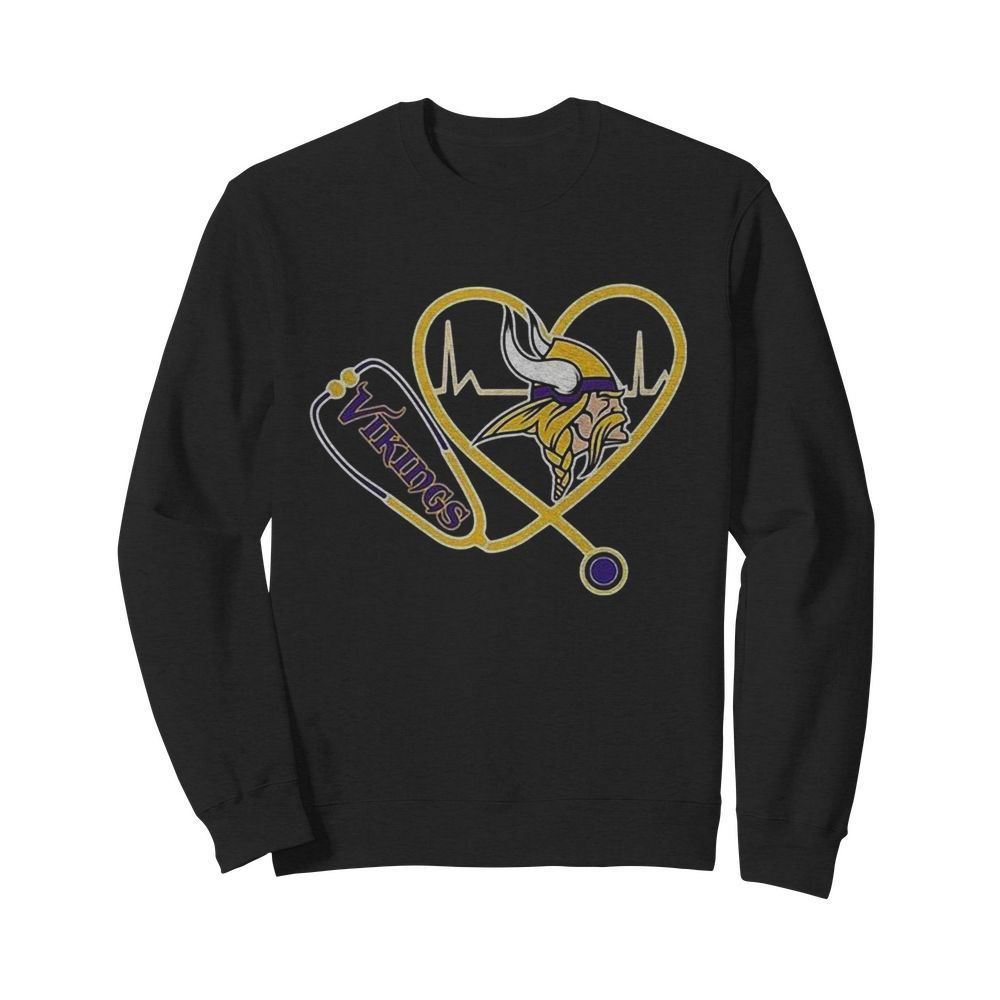 Heartbeat Nurse Love Minnesota Vikings  Unisex Sweatshirt