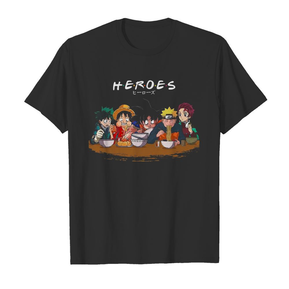 Heroes Izuku Midoriya Luffy Songoku Naruto Tanjiro shirt