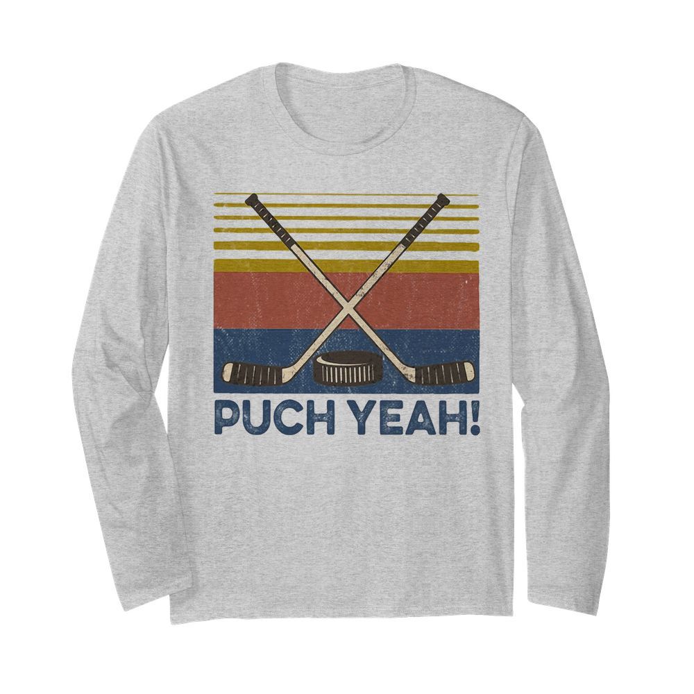 Hockey puck yeah vintage  Long Sleeved T-shirt 