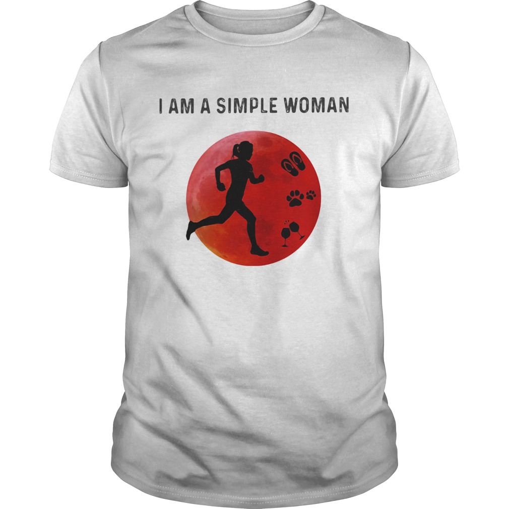 I am a simple woman running paw wine shirt