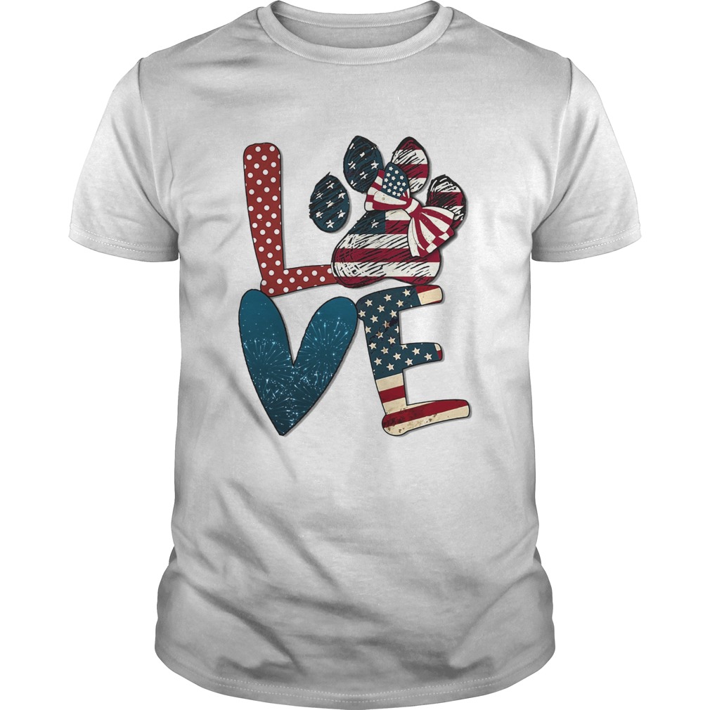 Independence Day love dog paw shirt