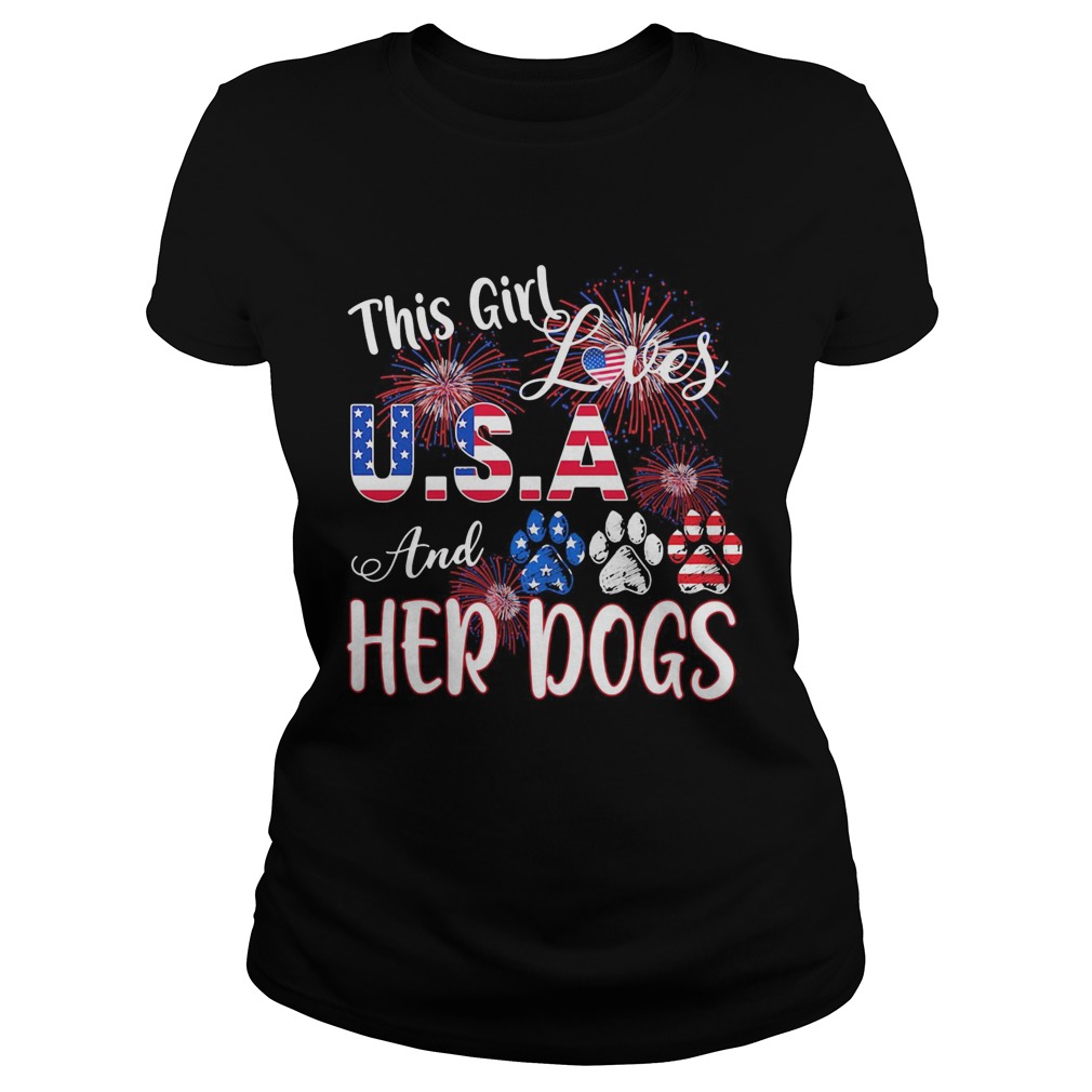 Independence Day this girl loves USA and her dogs paws firework  Classic Ladies