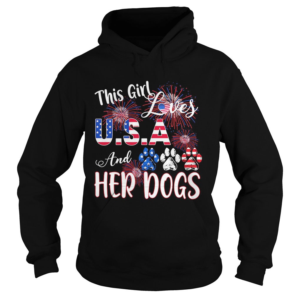 Independence Day this girl loves USA and her dogs paws firework  Hoodie